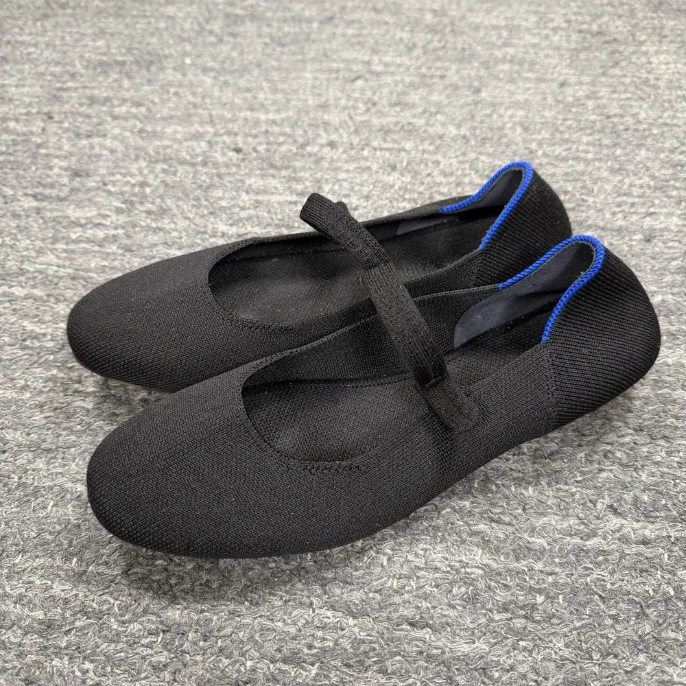 Rothy's The Square Mary Jane Flats Women 7 Black Knit Washable Twee Ballet
